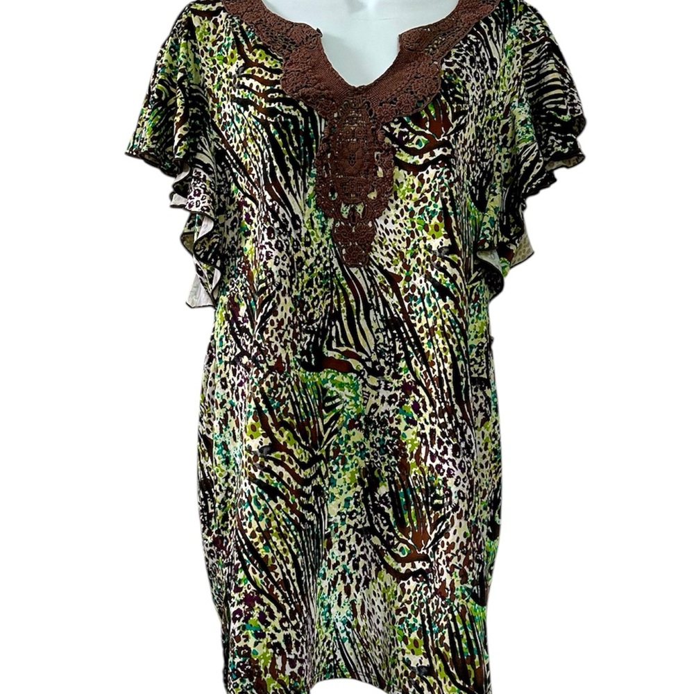 New Directions Green and Brown Tunic Top